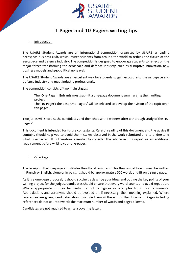 Conseils pour 1-Pager et 10-Pager USAIRE | PDF | Linguistique