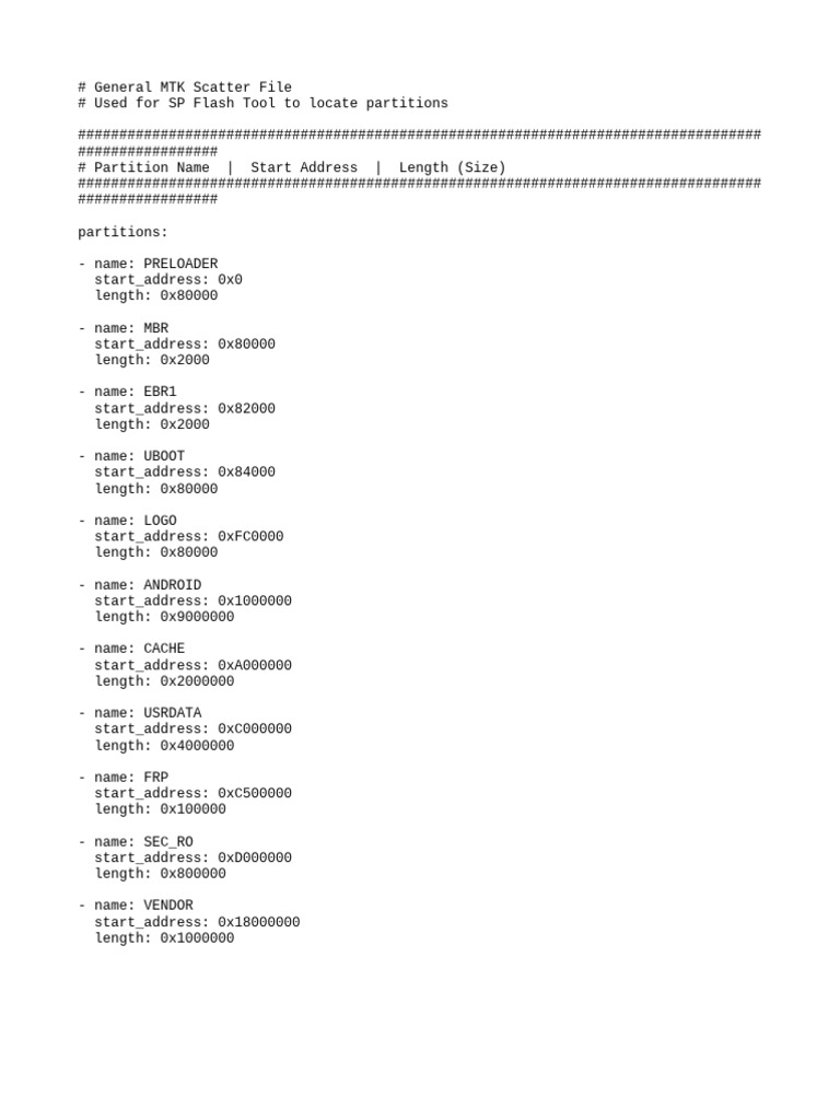 MT6765 Android Scatter File Guide | PDF