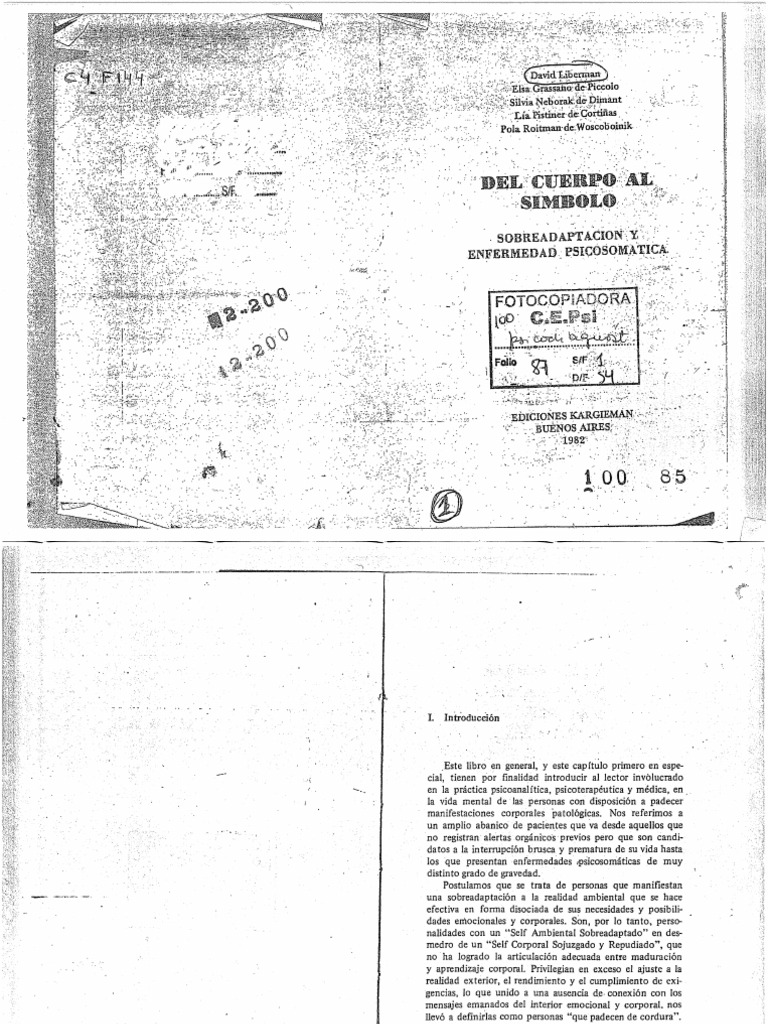 LIBERMAN Y OTROS (1982) Del Cuerpo Al Símbolo. Sobreadaptación y ...