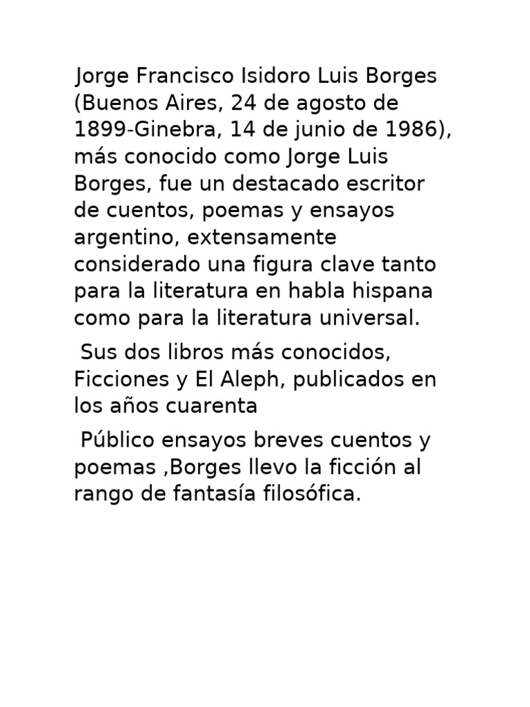 Biografía de Jorge Luis Borges | PDF