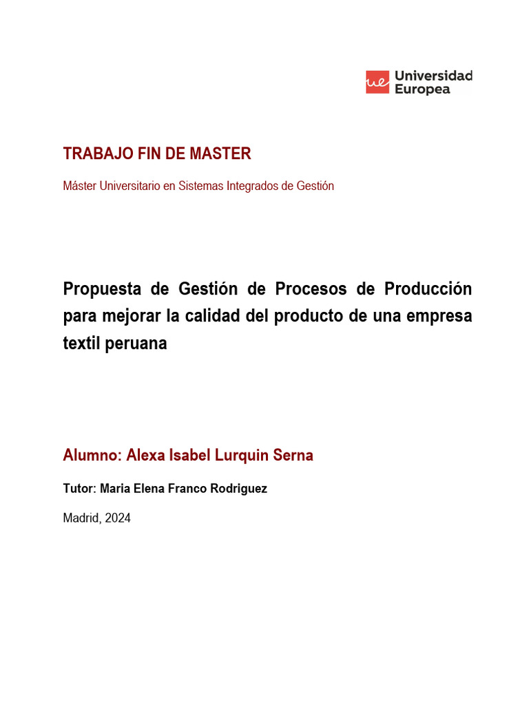 Alexa Isabel Lurquin-19 | PDF | Calidad (comercial) | Lean Manufacturing