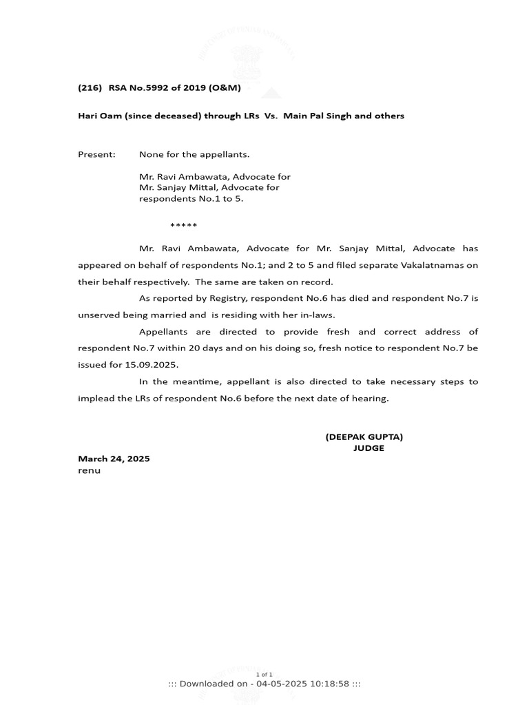 Rsa 5992 2019 24 03 2025 Interim Order | PDF