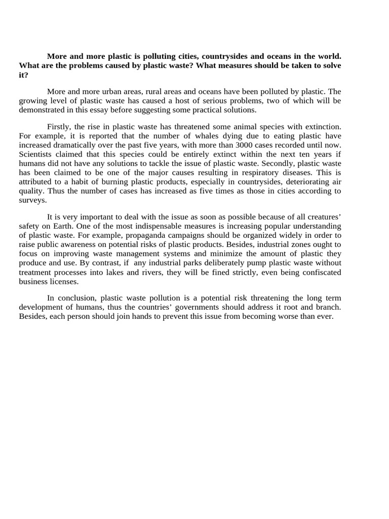 Tackling Plastic Waste Pollution Issues | PDF