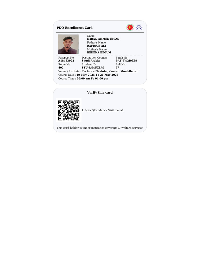 BMET - NFC - Card - For IMRAN AHMED EMON 110351 | PDF