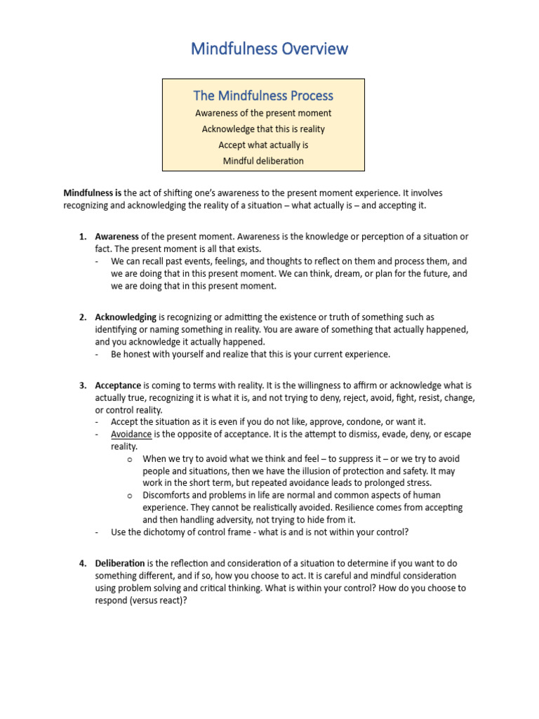 Mindfulness Overview | PDF | Mindfulness | Experience