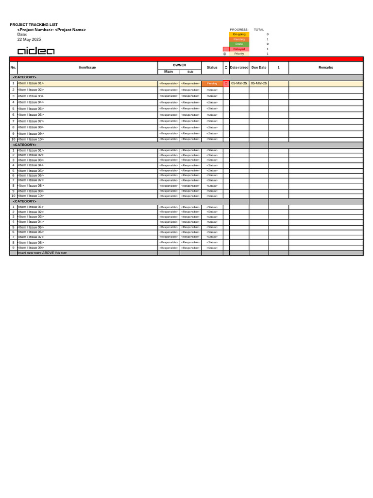 Project Tracking List Overview | PDF