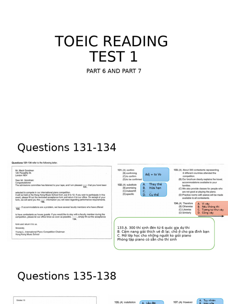 TOEIC READING - Sparta - Test 1 - Part 6 and Part 7 | PDF