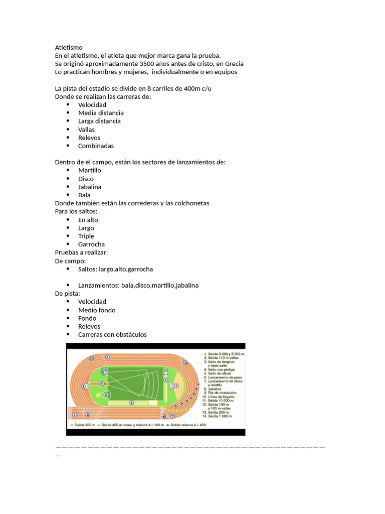Pista de Atletismo y Pruebas Asociadas | PDF | Deporte del atletismo ...