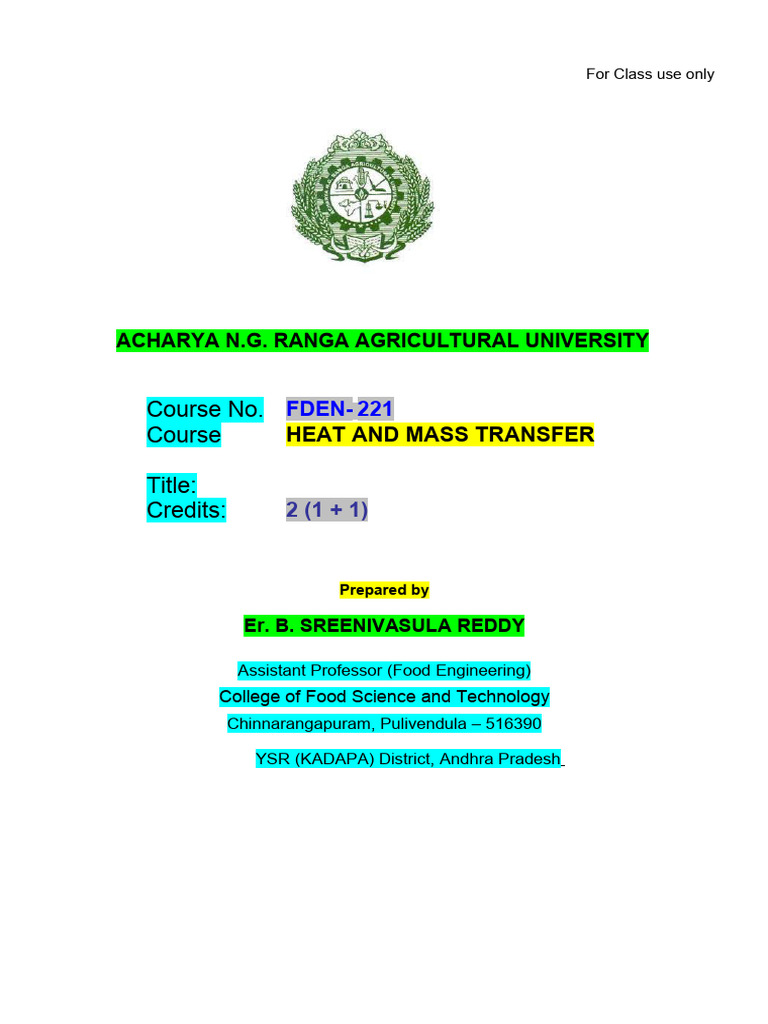HMT Study Material | PDF | Heat Transfer | Thermal Conduction
