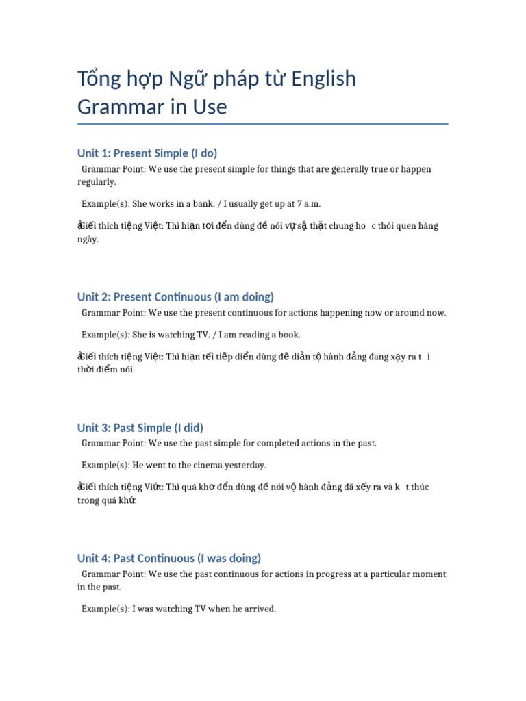 English Grammar Summary | PDF