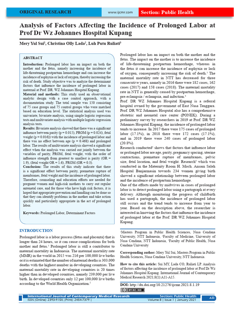 Analysis of Factors Affecting The Incide | PDF | Childbirth | Maternal ...