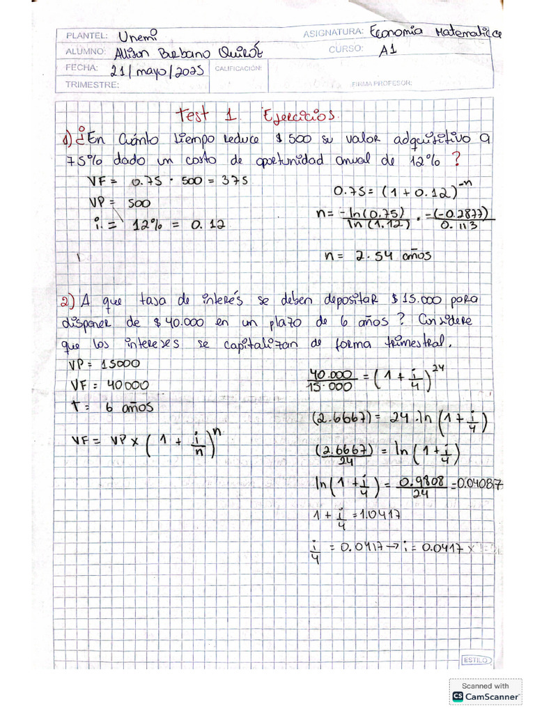 Test 1 Ejercicios | PDF