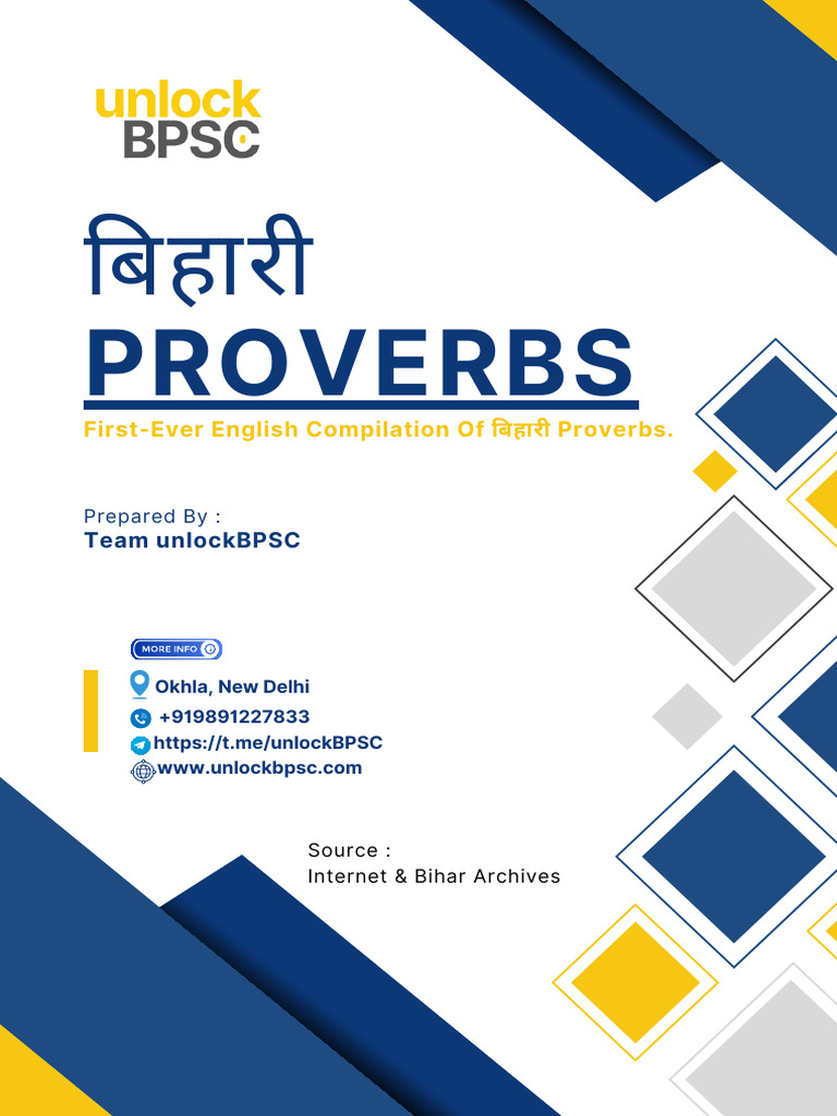Bihar Proverbs - BPSC Essay Paper | PDF