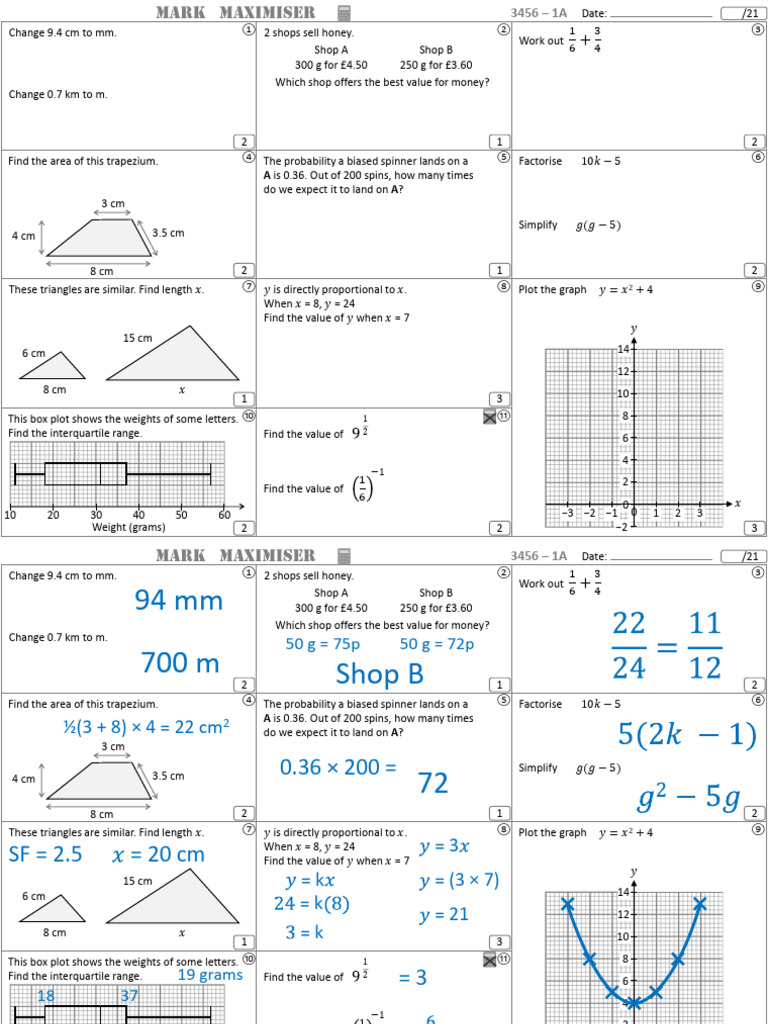 GCSE Maths Mark Maximiser Guide | PDF | Quantity | Metrology