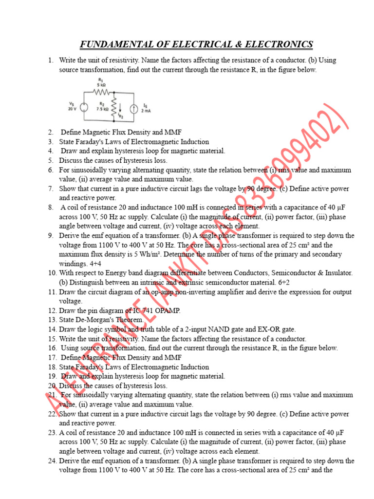 Fundamental of Electrical | PDF | Inductance | Transformer