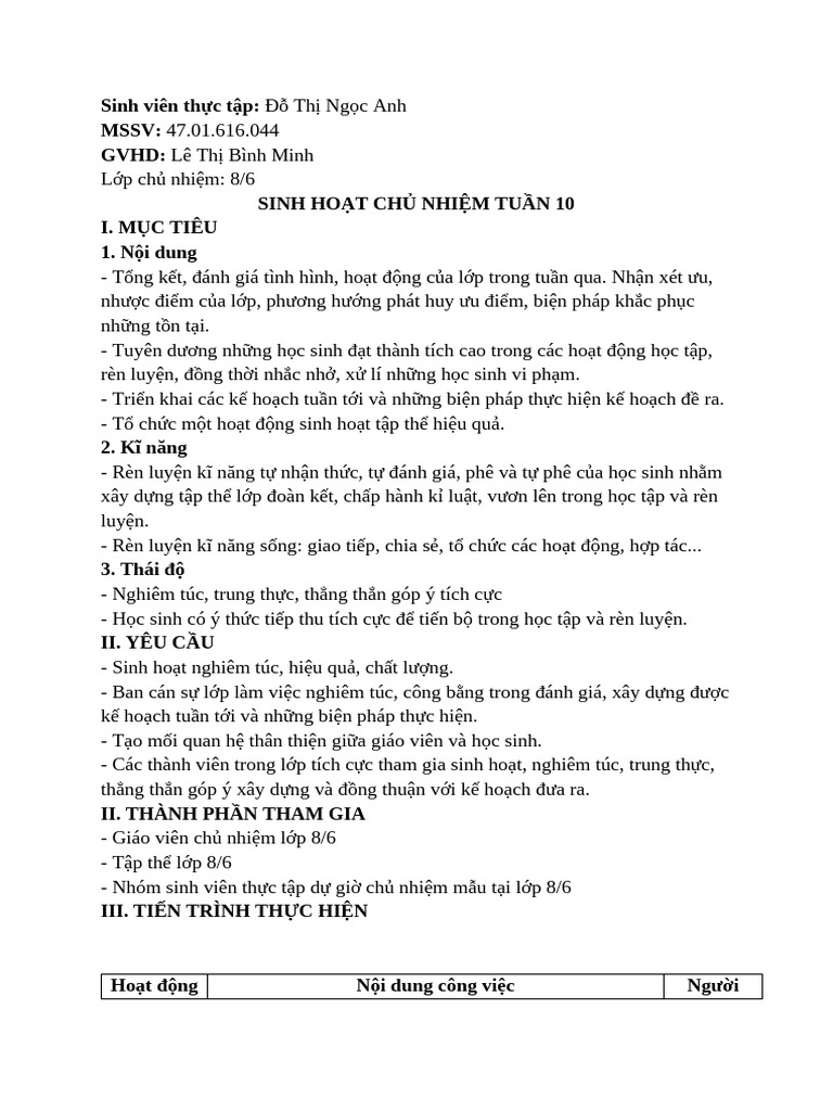 SHCN tuần 10 | PDF