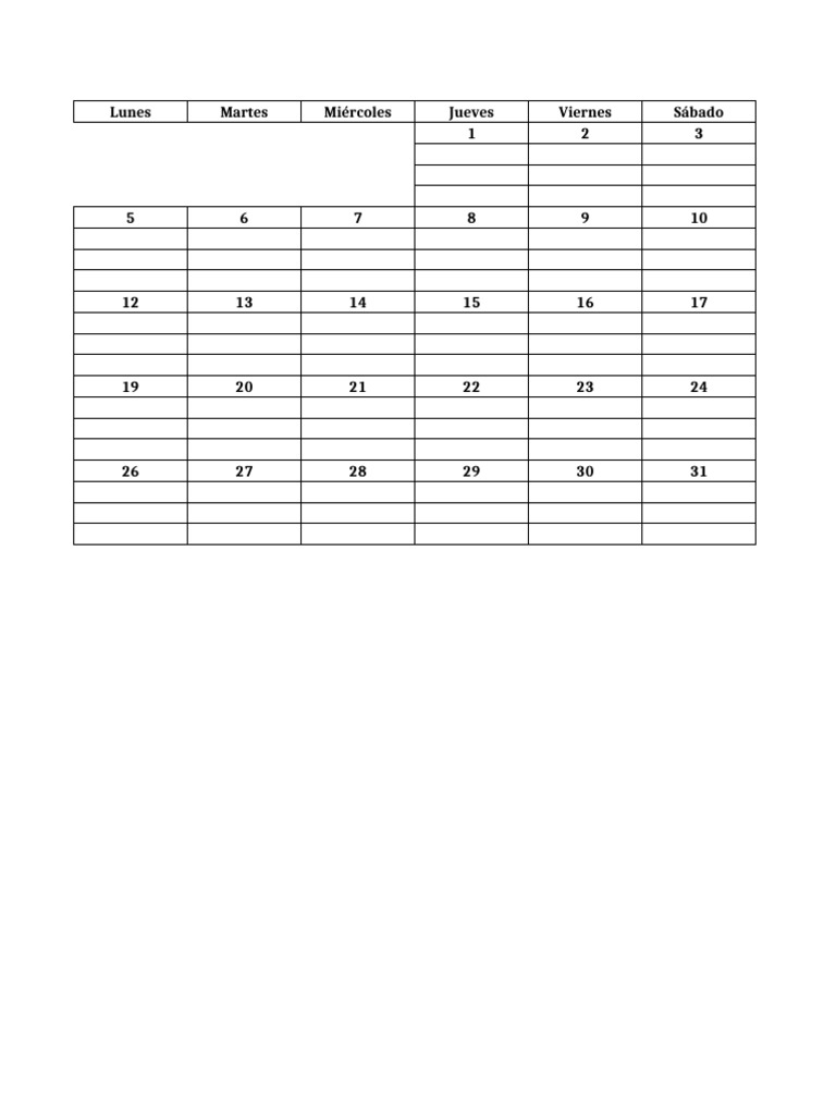 Calendario Visual Mensual | PDF | Calendario