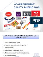 Top Advertisement Sectors On TV During 2010