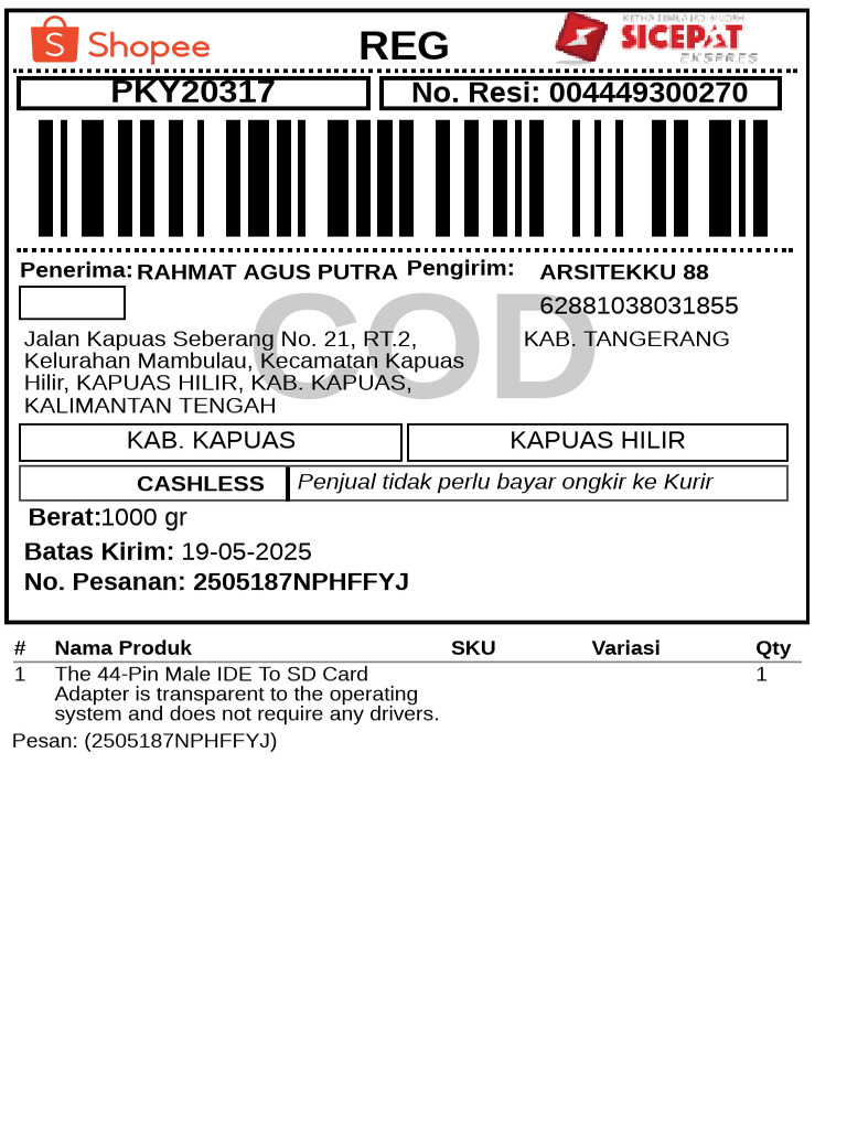 Resi Pengiriman Produk Arsitek 88 | PDF
