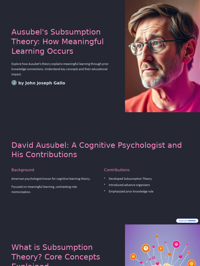 Understanding Ausubel's Subsumption Theory | PDF | Learning | Knowledge