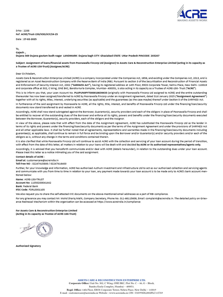 PLUPUN0PYT000018639433 Gajesh | PDF | Loans | Assignment (Law)