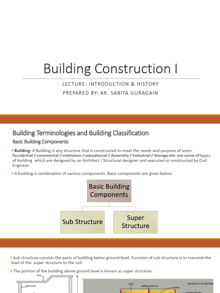 Building Construction I - Lecture 1b | PDF | Wall | Building