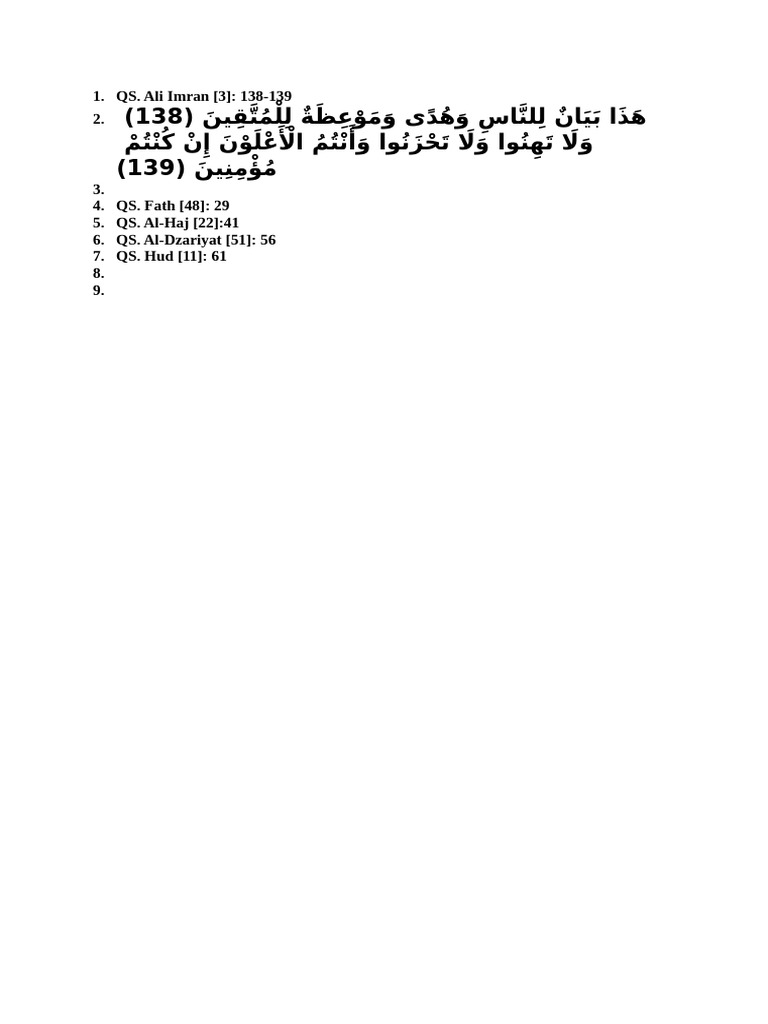 QS. Ali Imran (3) : 138-139 2 | PDF