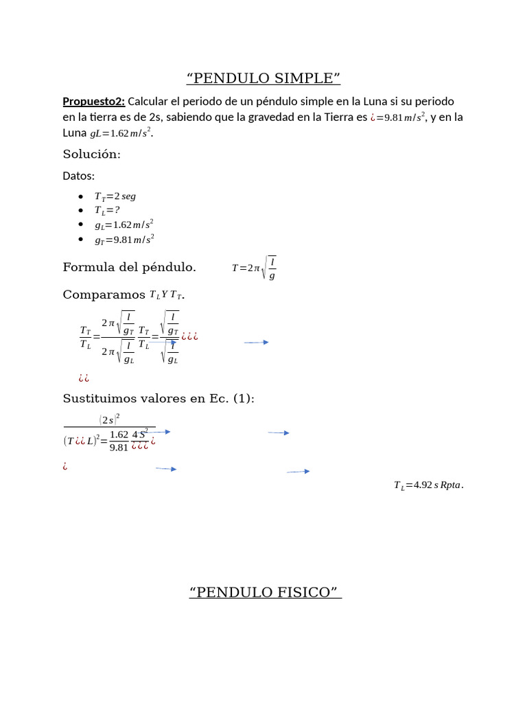 Pendulo Simple y P Fisico | PDF | Cantidades fisicas | Fenómenos Periódicos
