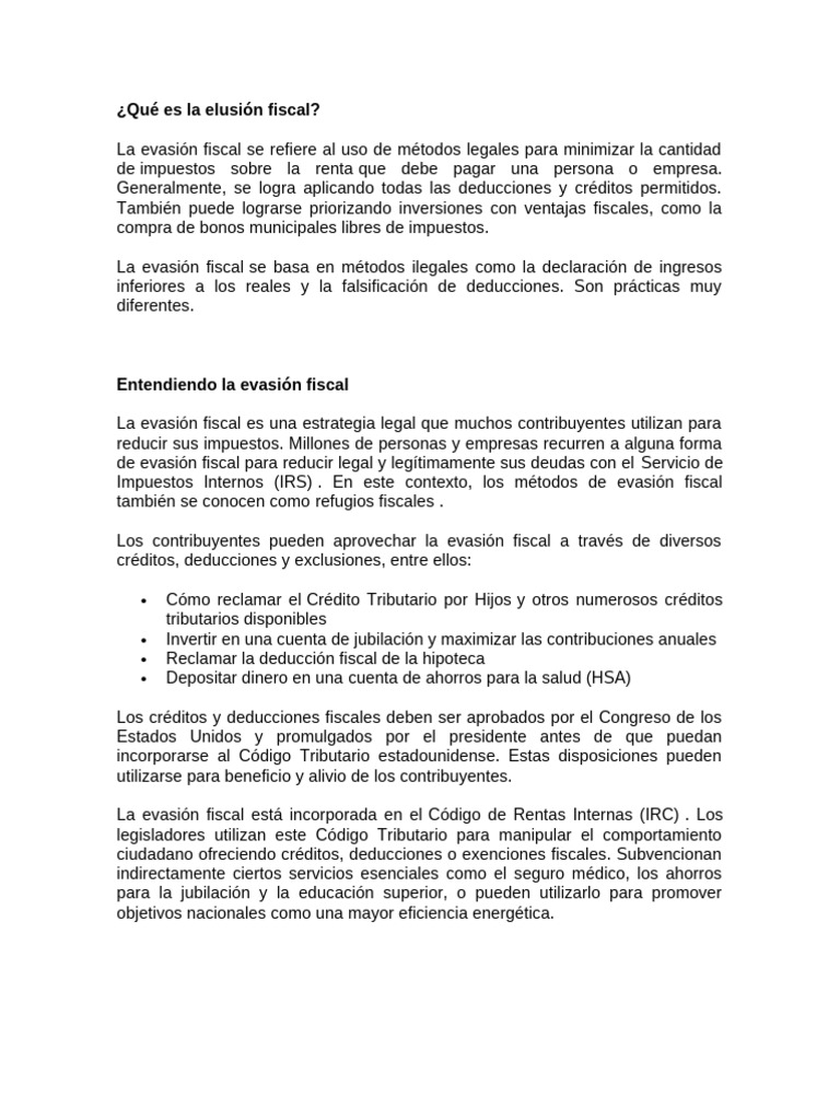 Definición de elusión tributaria | PDF | Evasión de impuestos | Pagos