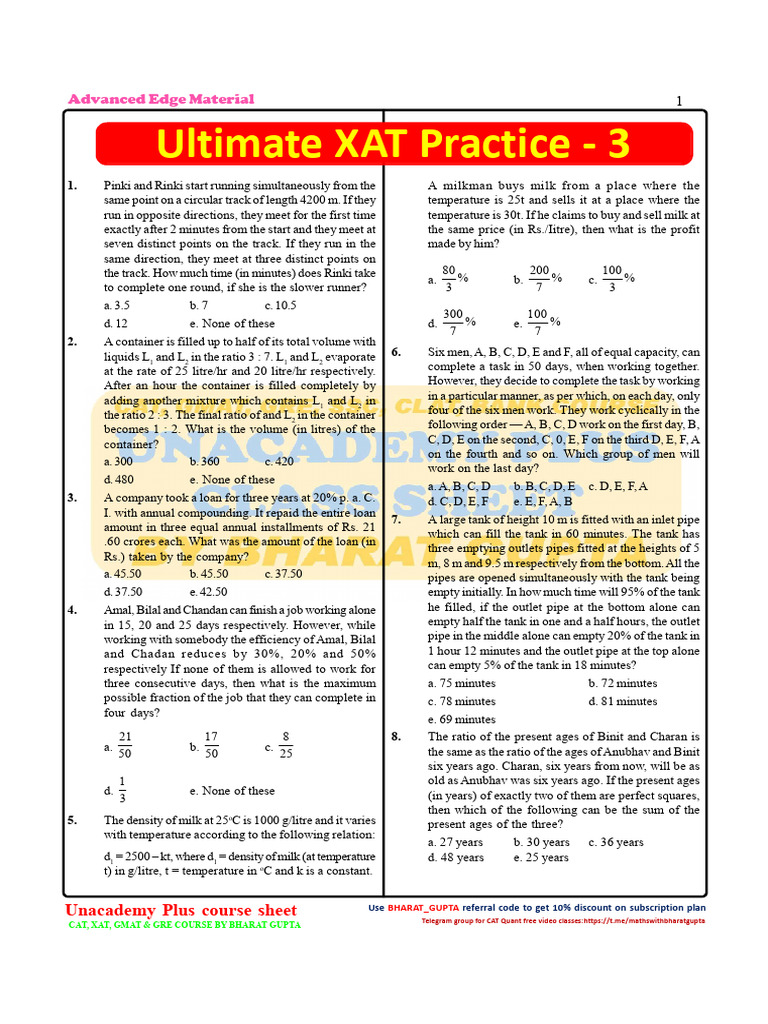 Advanced Edge Material for CAT & XAT Prep | PDF | Interest