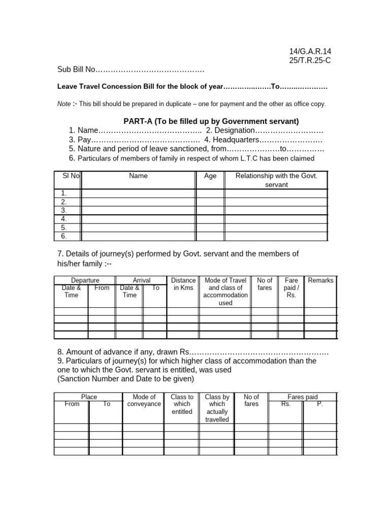 LTC Adjustment Bill Form for Employees | PDF | Transport | Public Transport