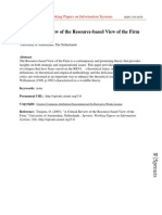 A Critical Review of The Resource-Based View of The Firm: Working Papers On Information Systems