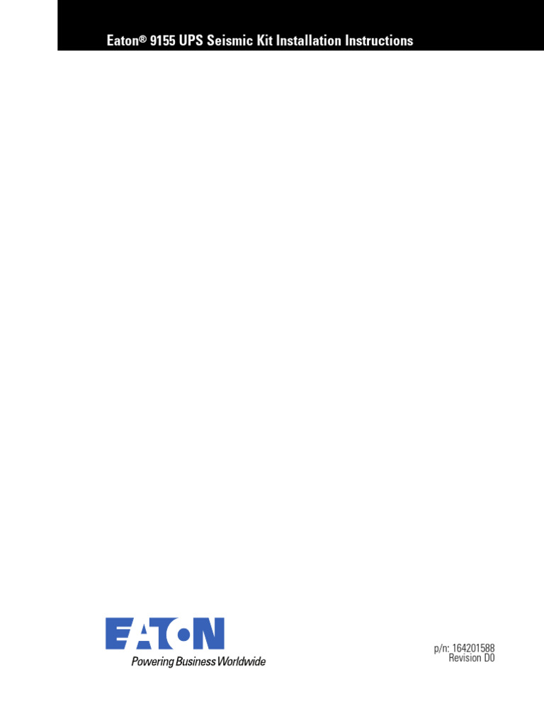 Eaton 9155 UPS Seismic Kit Guide | PDF | Screw | Nut (Hardware)