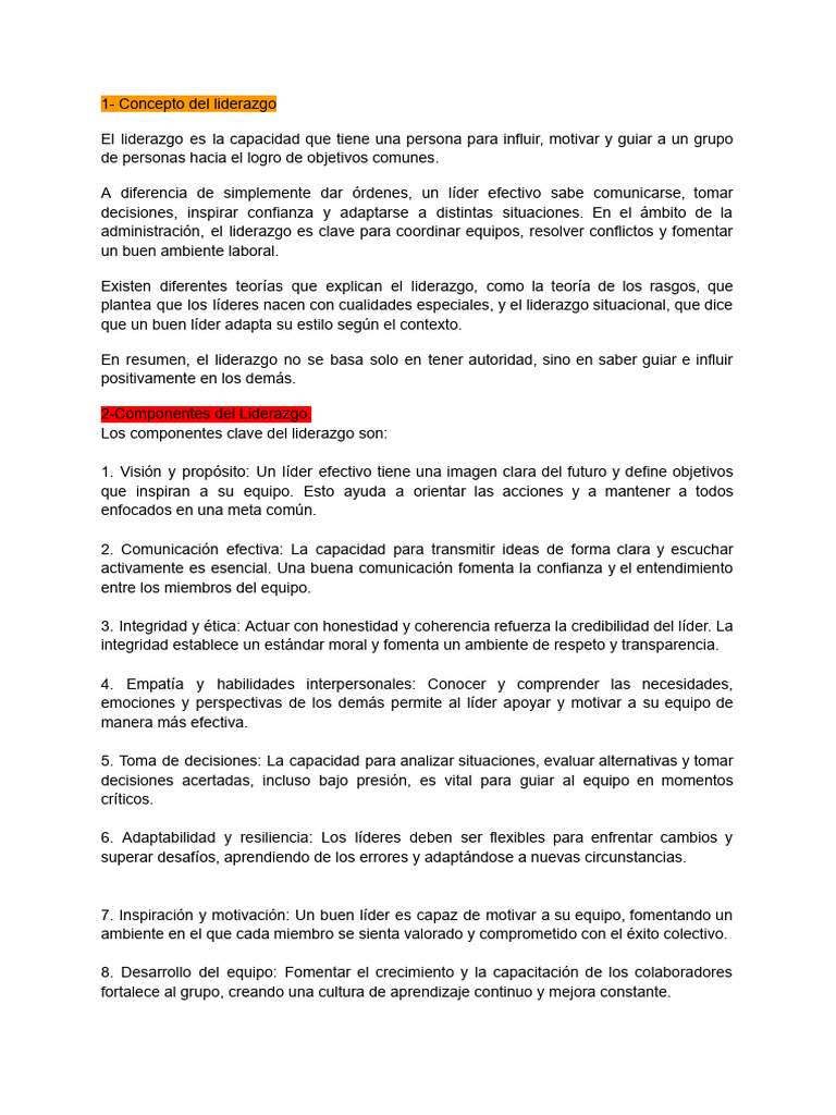 Claves del Liderazgo Efectivo y Ético | PDF | Liderazgo | Iniciativa ...