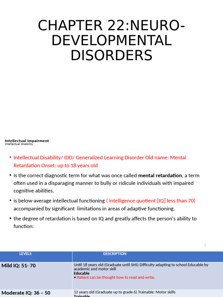 Neurodevelopmental Disorders Overview | PDF | Autism | Intellectual ...