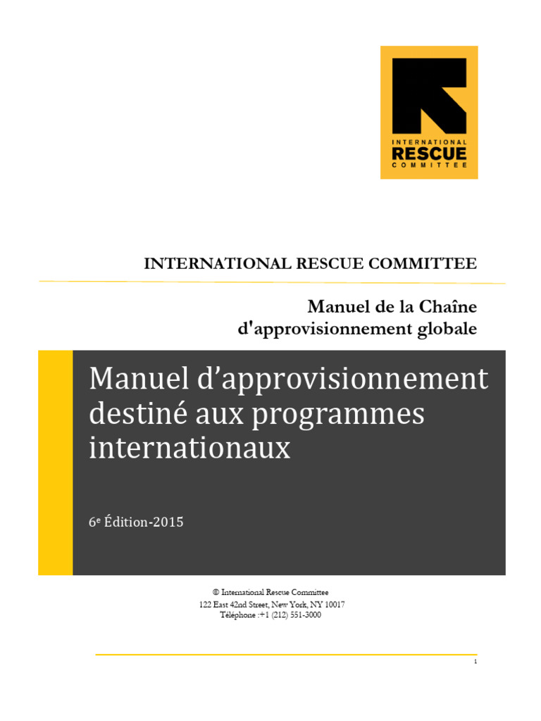 Manuel d'approvisionnement IRC 2015 | PDF | Budget