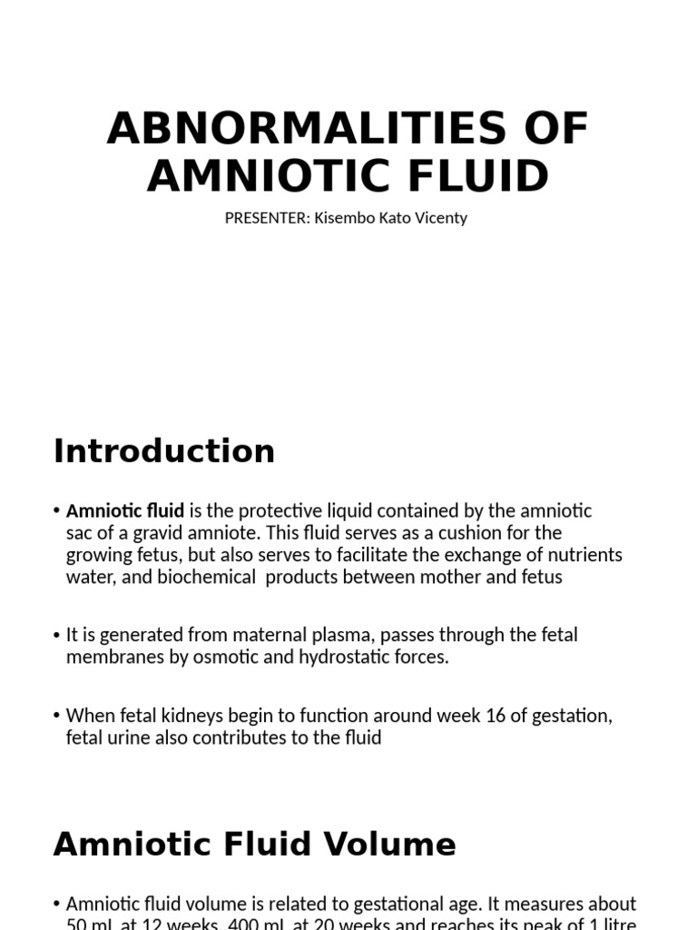 Abnormalities of Amniotic Fluid by Vicenty | PDF | Fetus | Medical ...