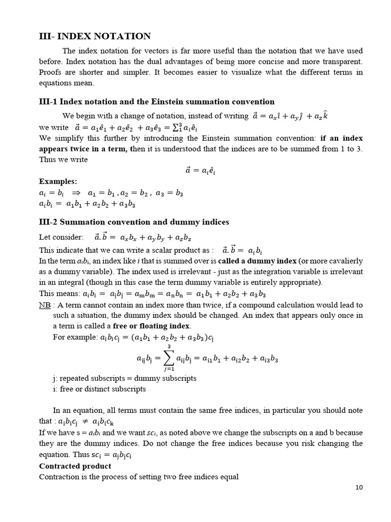 Index Notation and Tensor Operations | PDF | Tensor | Mathematics