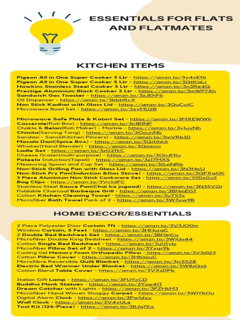 List of Essentials For New Home | PDF