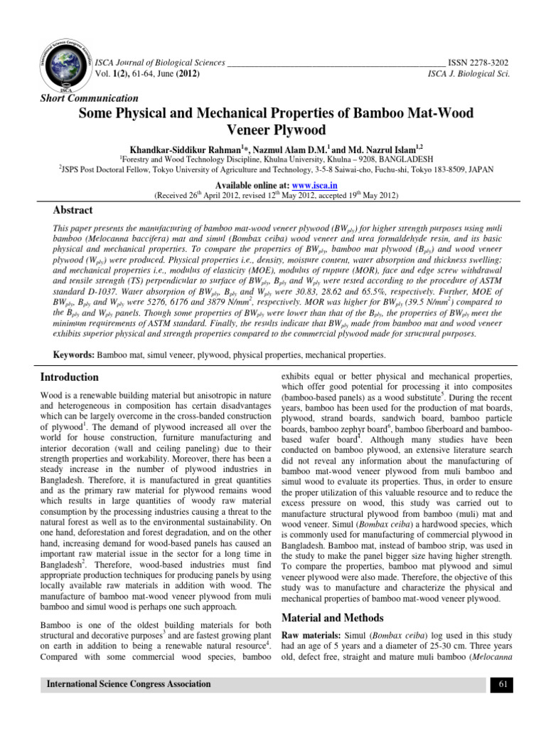Some Physical and Mechanical Properties | PDF | Plywood | Wood