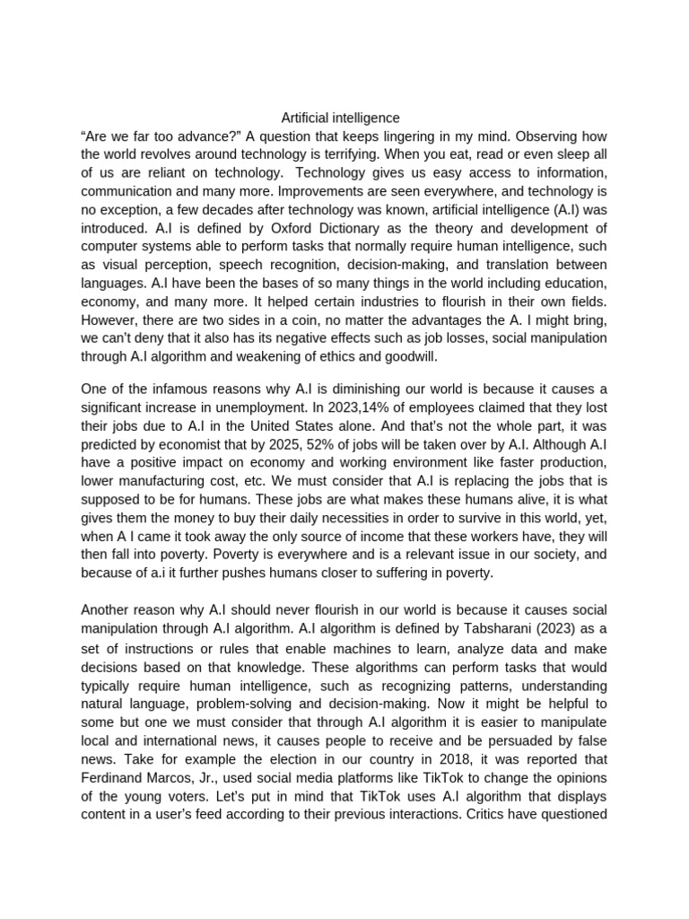 The Impact of AI on Society and Ethics | PDF | Artificial Intelligence ...