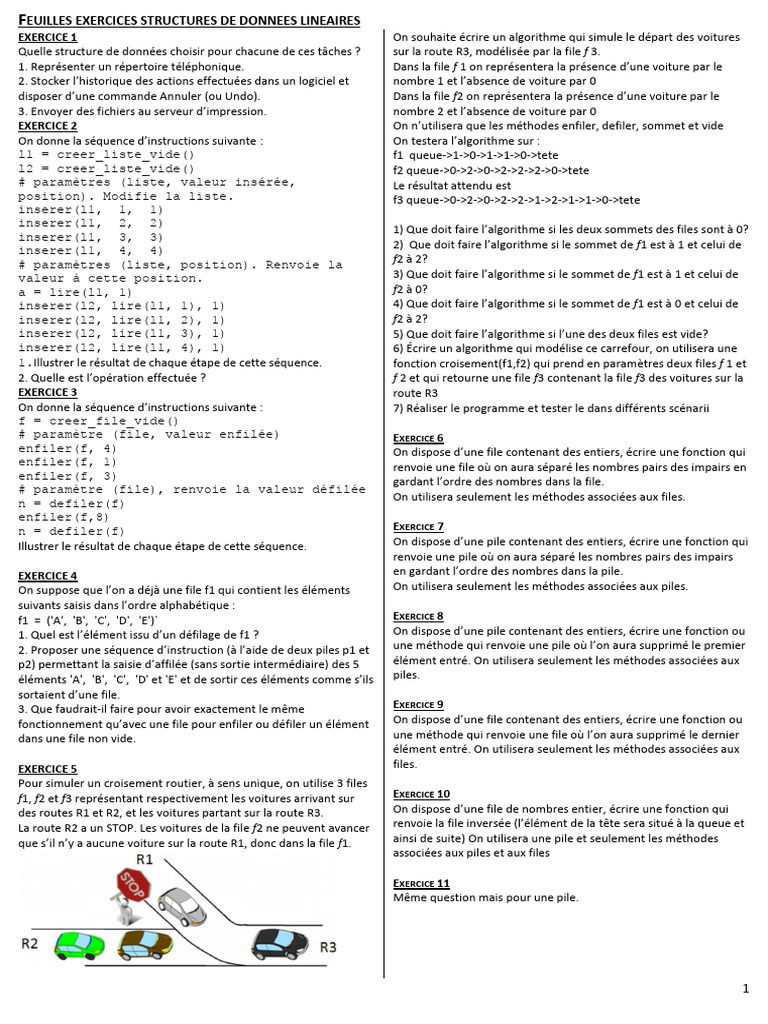 Exercices sur les structures de données | PDF | Informatique ...