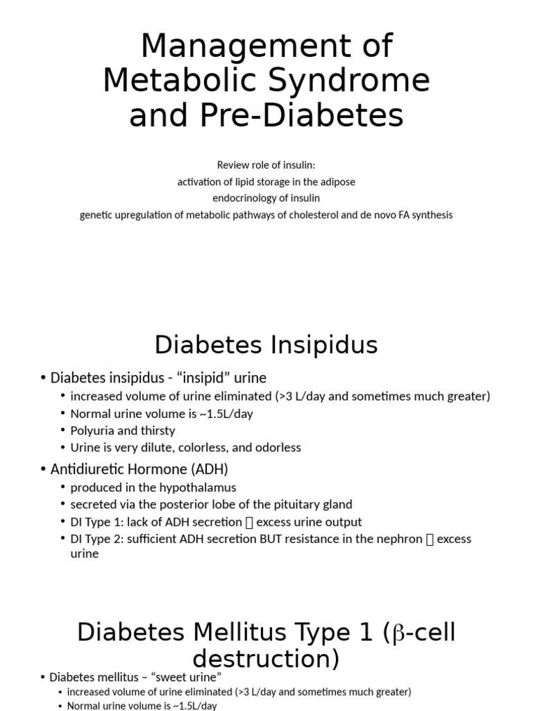 Management of Metabolic Syndrome and Pre-Diabetes | PDF | Diabetes ...