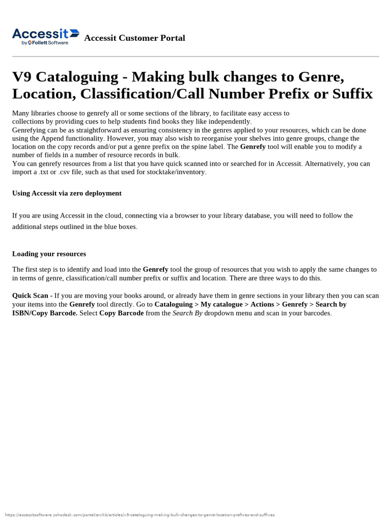 Bulk Genrefying in Accessit V9 | PDF | Libraries | Barcode