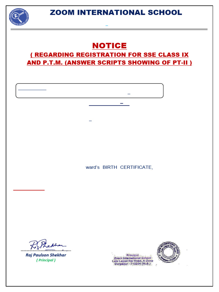 1 Notice Regarding Registration Class IX and XI | PDF
