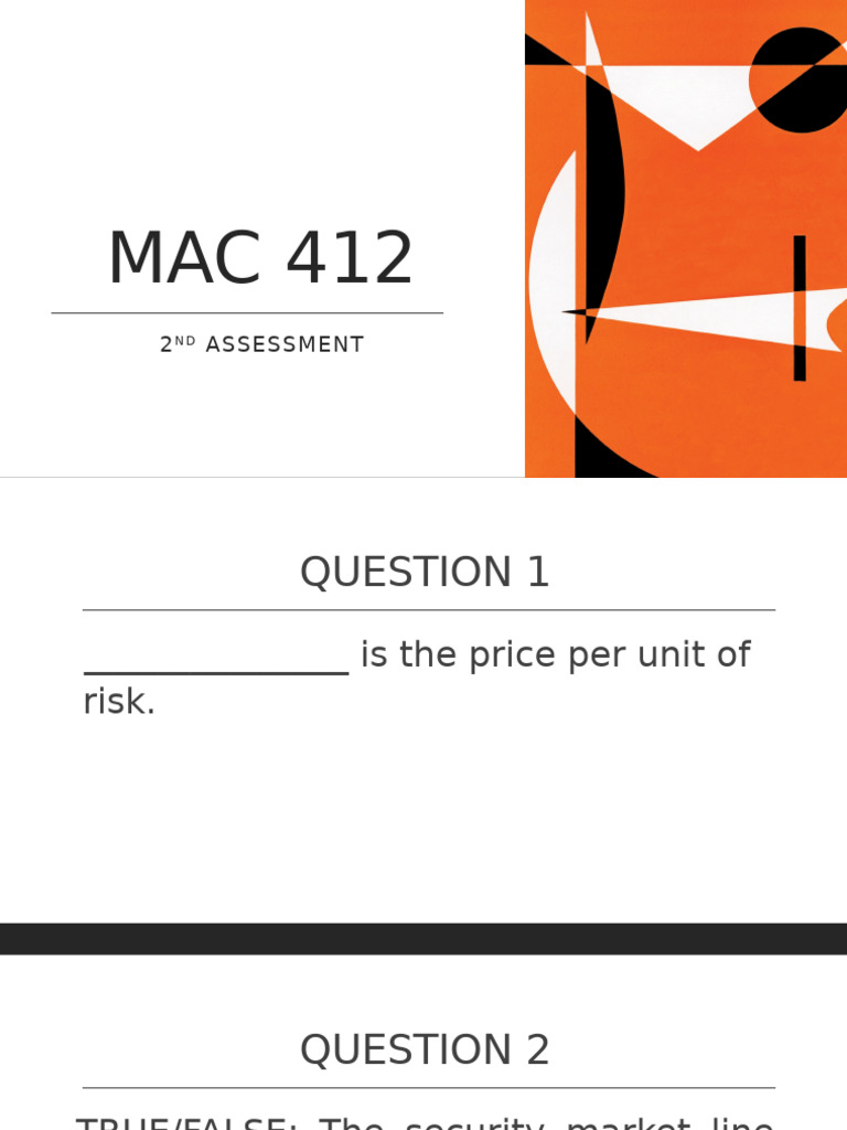 MAC 412 Assessment Overview | PDF | Cost Of Capital | Capital Structure