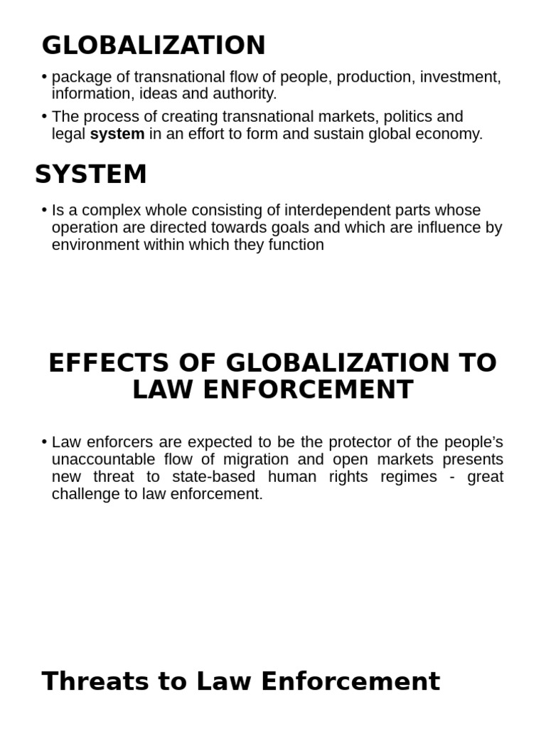 Impact of Globalization on Law Enforcement | PDF | Police | Crimes