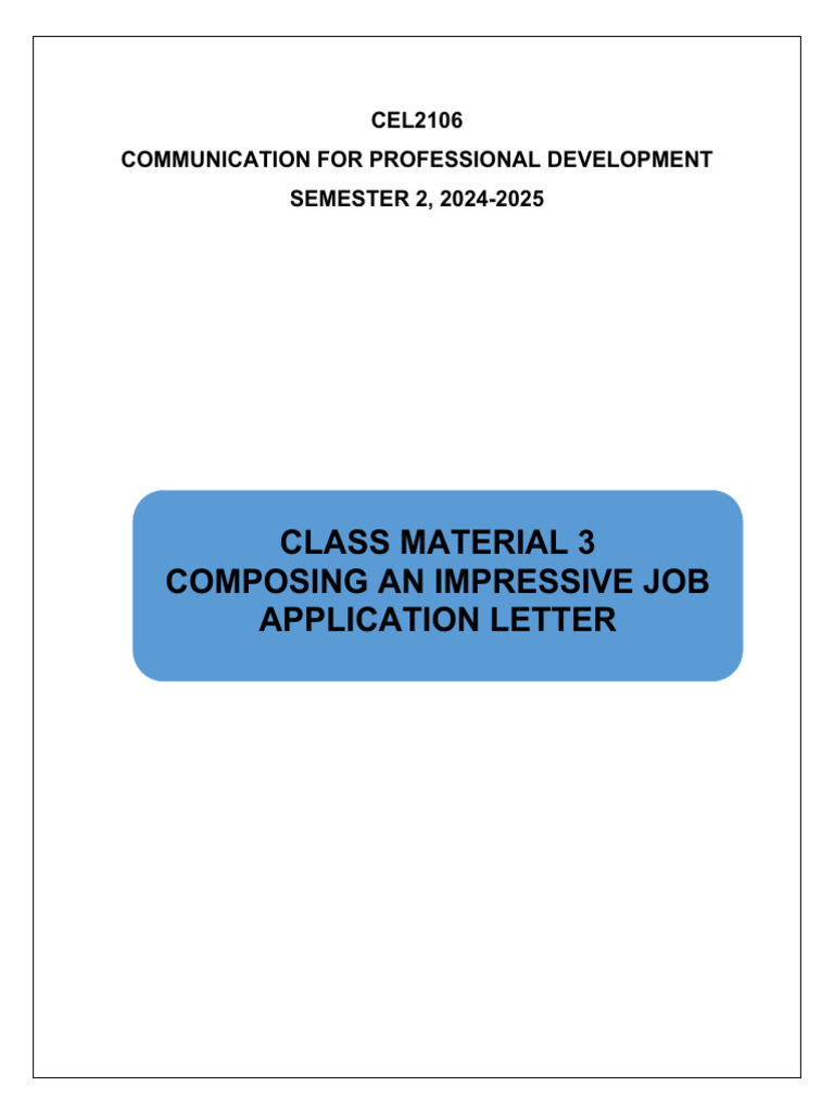 Cel2106 Class Material 3 (Week 5-6) Sem 2, 24-25 | PDF