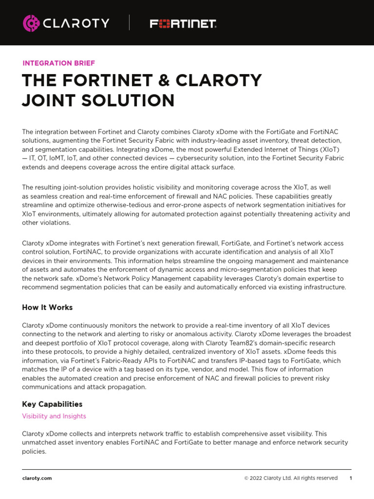 Fortinet & Claroty Integration Overview | PDF | Internet Of Things ...
