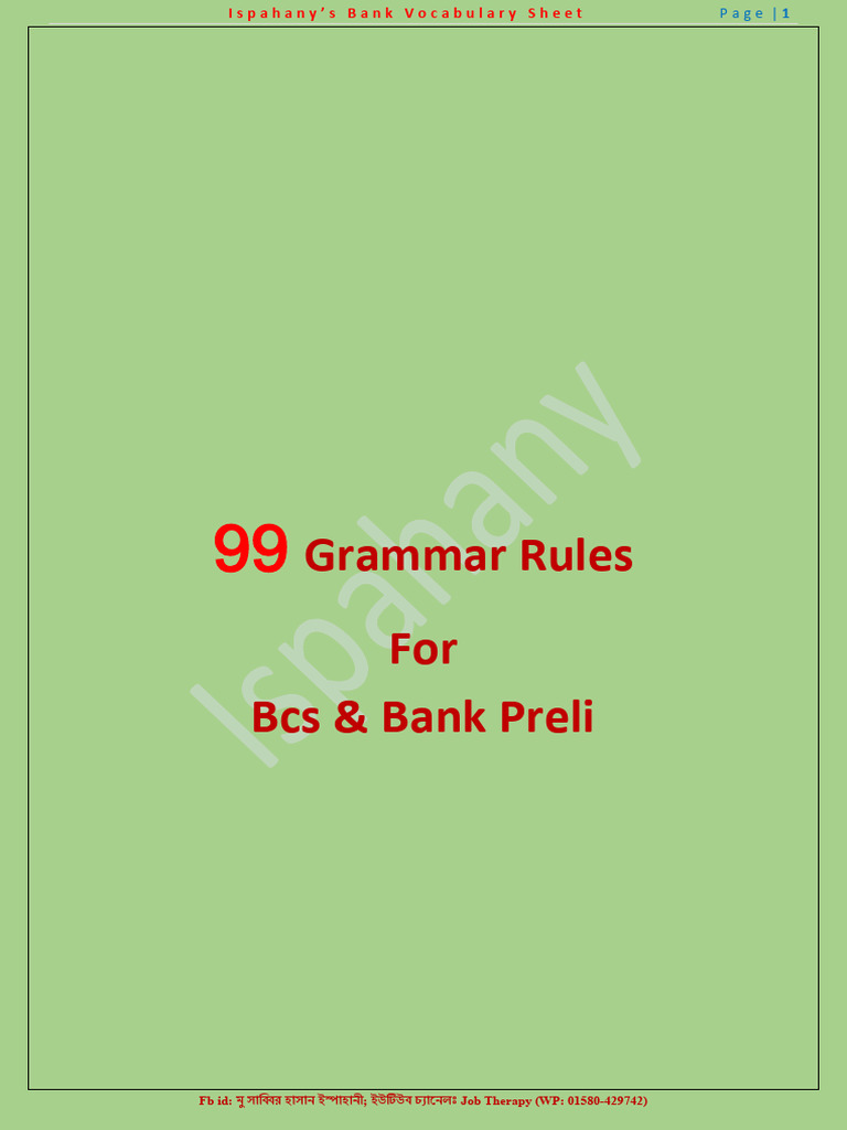 99 Grammar Rules for Bank Exams | PDF | Grammatical Number | Verb